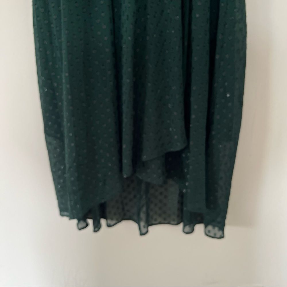 Tommy Hilfiger Emerald Green Faux Wrap Midi Dress Puff Sleeve Glitter Dot - Picture 15 of 16